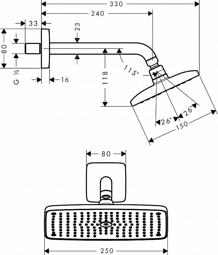 Верхний душ Hansgrohe Raindance E Air 27370000 - 1