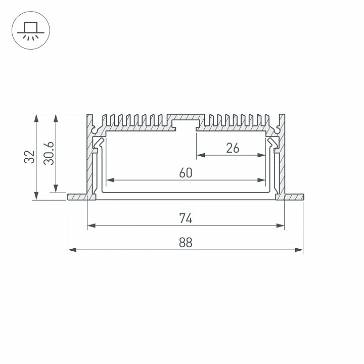 Профиль с рассеивателем Arlight SL-LINIA88-F-2500 WHITE+OPAL 021373 - 2