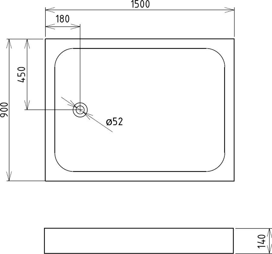 Душевой поддон Gemy  150x90 см  ST16D - 1