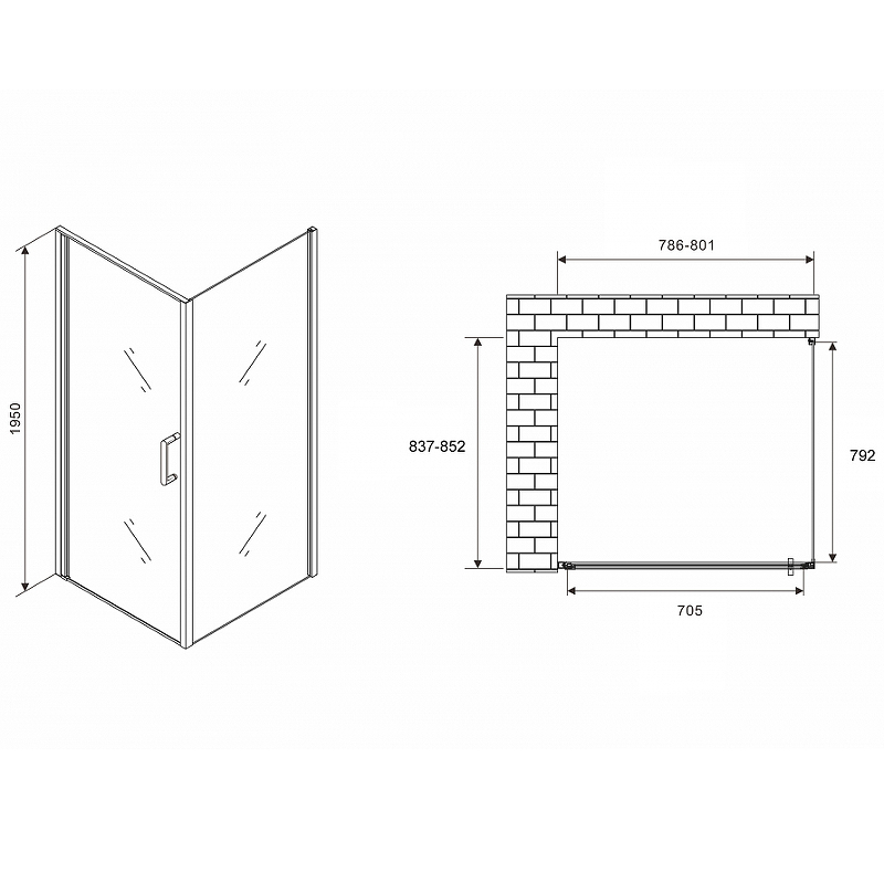 Душевой уголок Abber Sonnenstrand 80х85 черный стекло прозрачное AG04080B-S85B - 1