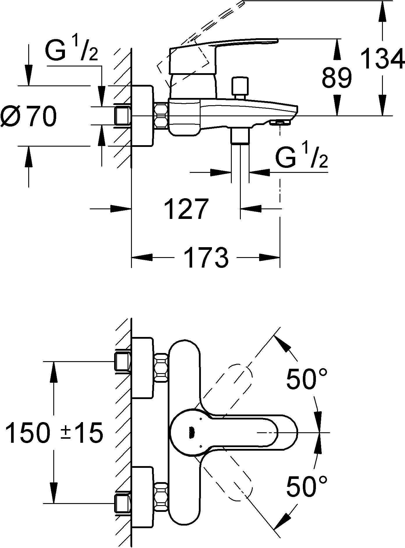 Смеситель Grohe Eurostyle Cosmopolitan 33591002 для ванны с душем - 12