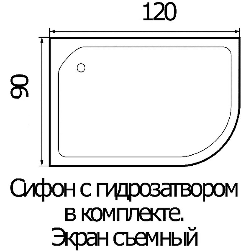 Поддон душевой асимметричный River Wemor 120/90/15 R  10000005171 - 2