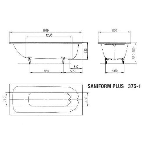 Стальная ванна Kaldewei Advantage Saniform Plus 375-1 180x80 112800010001 - 3