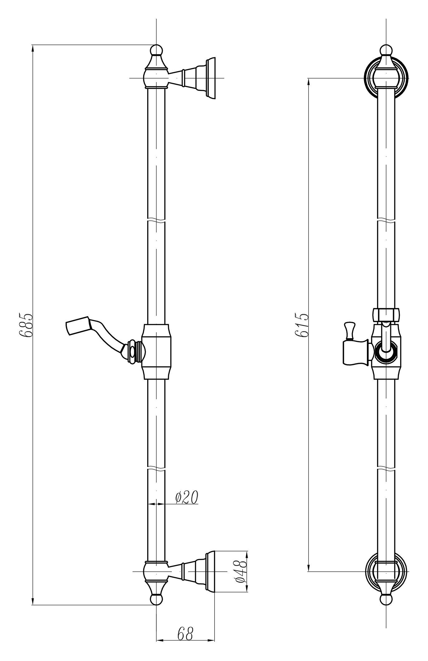 Душевая штанга Cezares CZR-SDC1-03 золото - 1