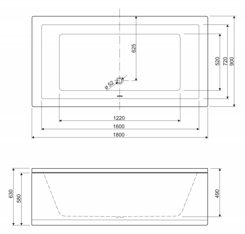 Передняя панель для акриловой ванны PLANE-200-SCR, 200x5x58 - 4