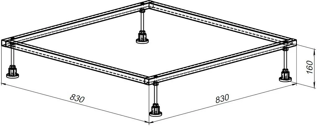 Каркас для поддона Allen Brau 90х90 хром 8.00001 - 1