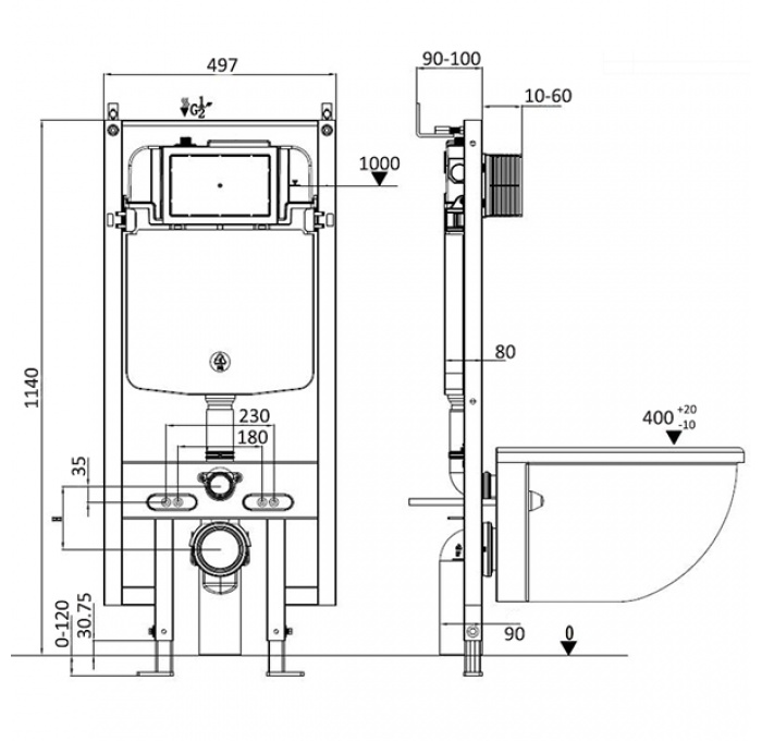 Комплект Weltwasser AMBERG 497 + GELBACH 004 MT-WT + AMBERG RD-WT  10000006613 - 4