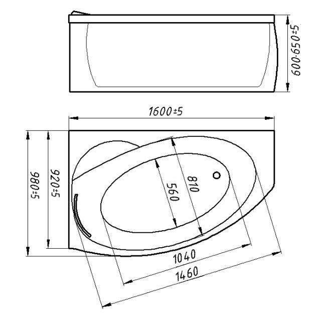 Ванна из искусственного камня Фэма Аделина 160 R АДЕЛИНА-160 R - 6