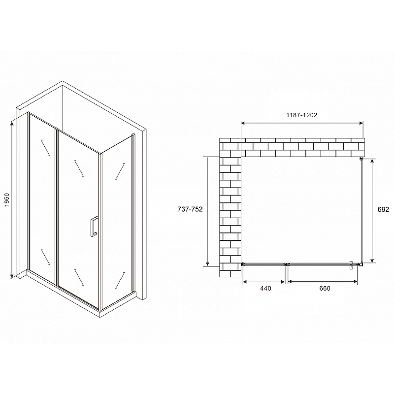 Душевой уголок Abber Sonnenstrand 120х75 черный стекло прозрачное AG04120BS-S75B - 1