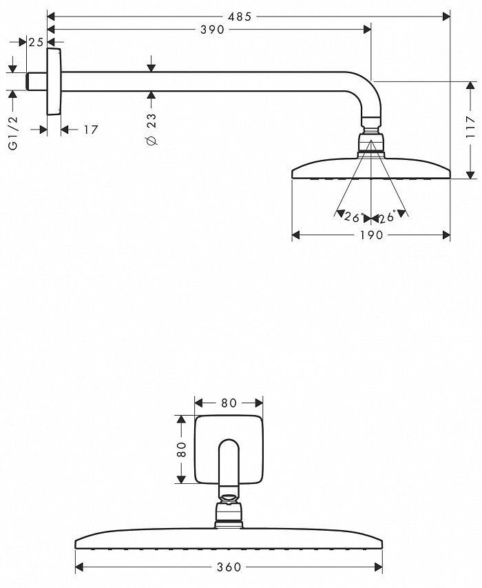 Верхний душ Hansgrohe Raindance E Air 27376000 - 1