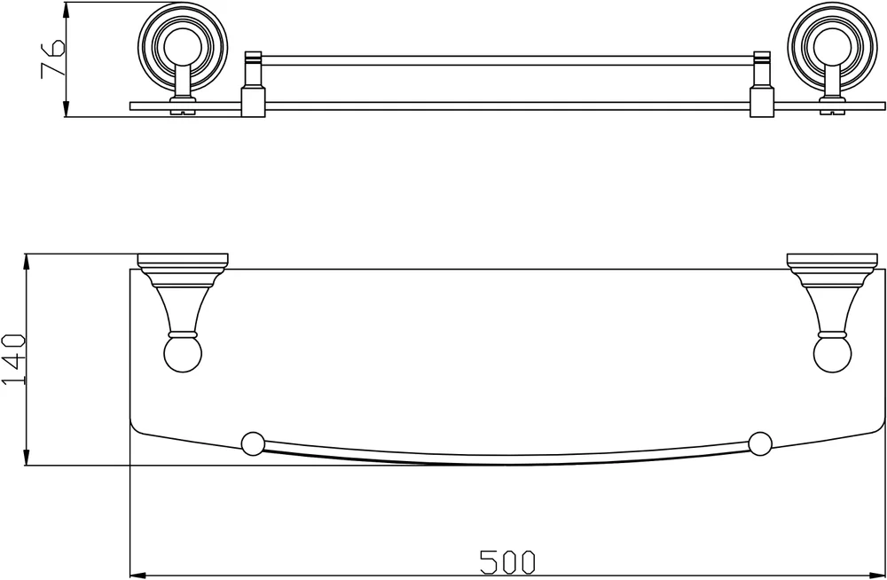 Полка стеклянная Rav Slezak Morava 50 бронза MKA0900/50SM - 1