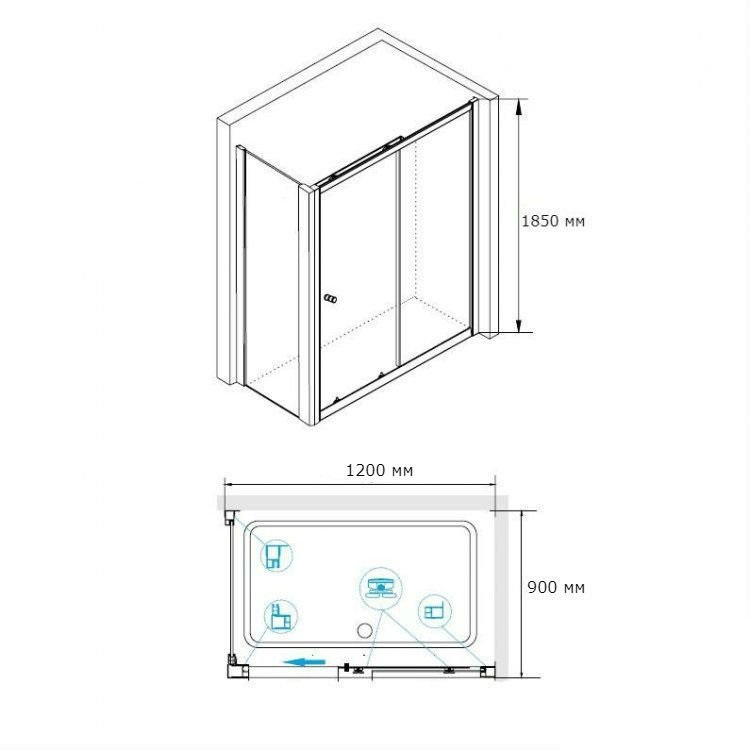 Душевой уголок RGW Classic CL-48B 120x90 профиль черный матовый стекло прозрачное 320948129-014 - 2