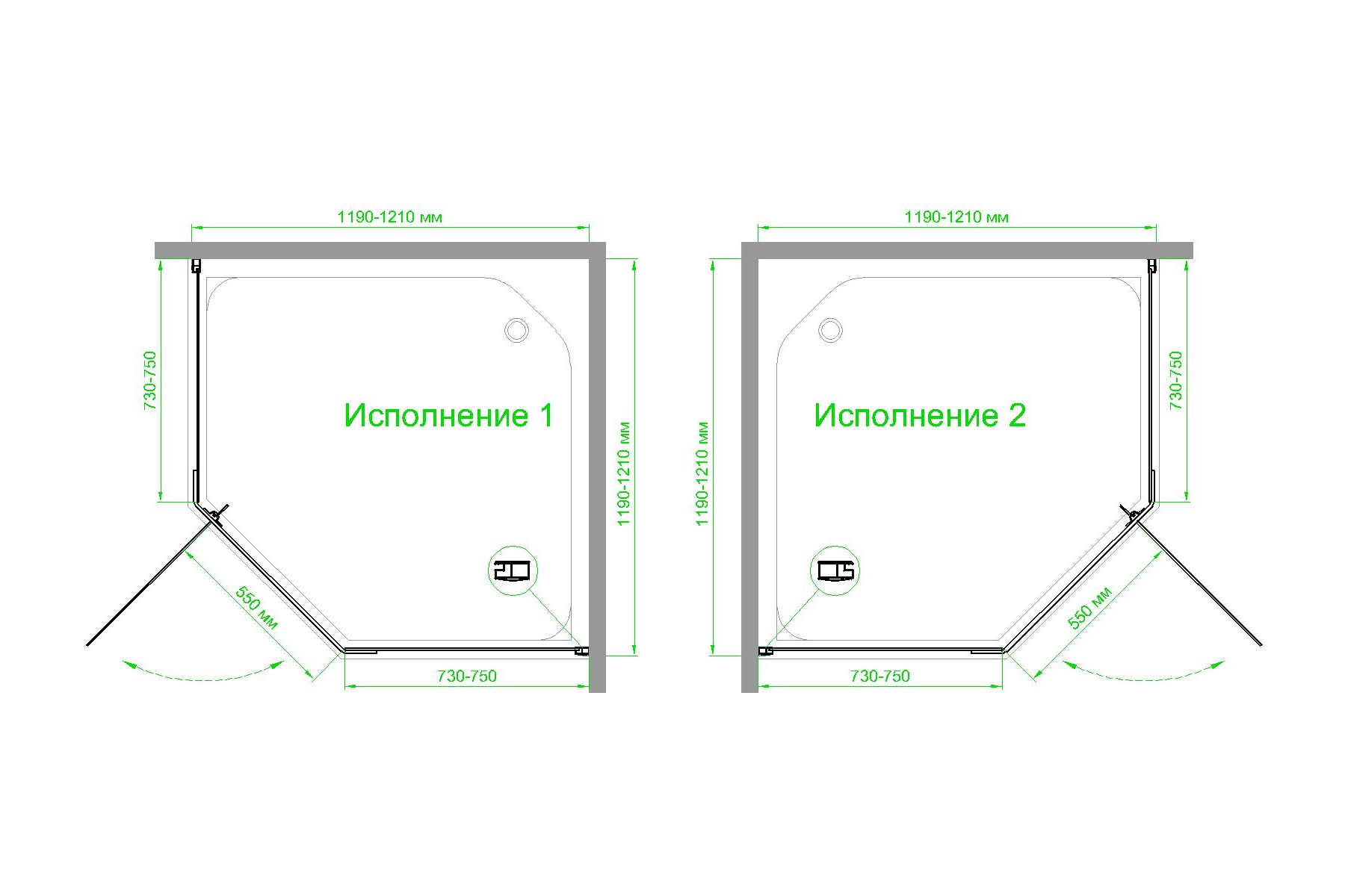 Душевой уголок Royal Bath TR 120х120 профиль черный стекло матовое RB120TR-C-BL - 3