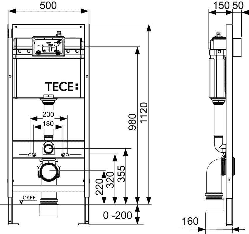 Инсталляция для унитаза TECE now 9400412 кнопка хром глянцевый - 5