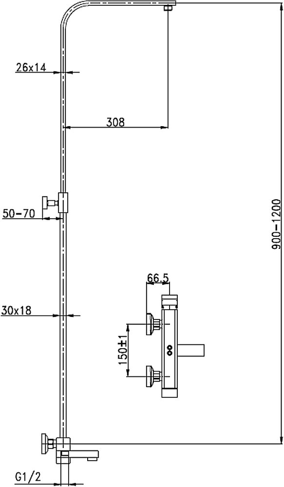 Душевая стойка Aquanet Gotic AF440-72-S-B 243327 - 3