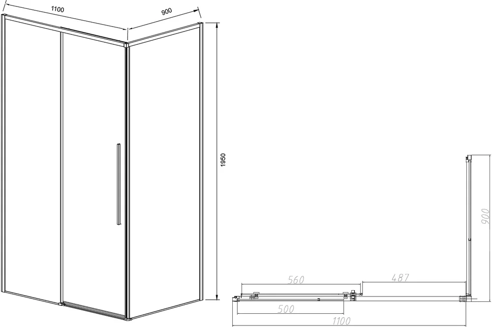 Душевой уголок Vincea Slim-N 110х90 профиль черный стекло прозрачное VSR-4SN9011CLB - 5