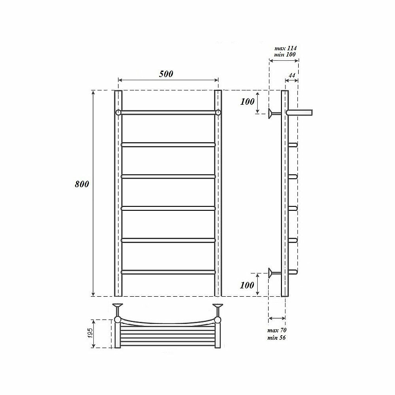 Полотенцесушитель водяной Point Афина 50х80 хром с полкой PN04158 - 1