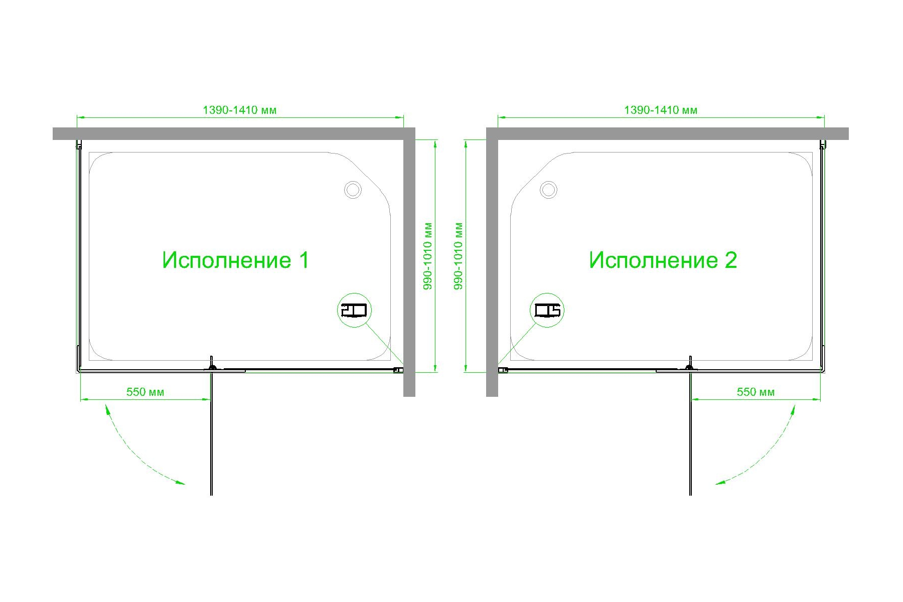 Душевой уголок Royal Bath HPVD 140х100 профиль черный стекло прозрачное RB1140HPVD-T-BL - 3