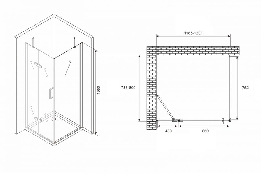 Душевой уголок ABBER Zart 120х80 профиль хром  AG08120-S81 - 3