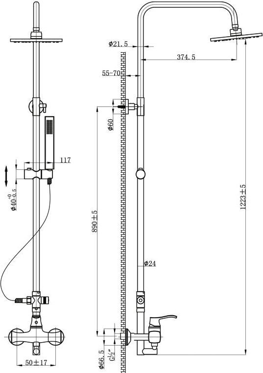 Душевая стойка BelBagno Trula TRU-DOC-CRM - 1