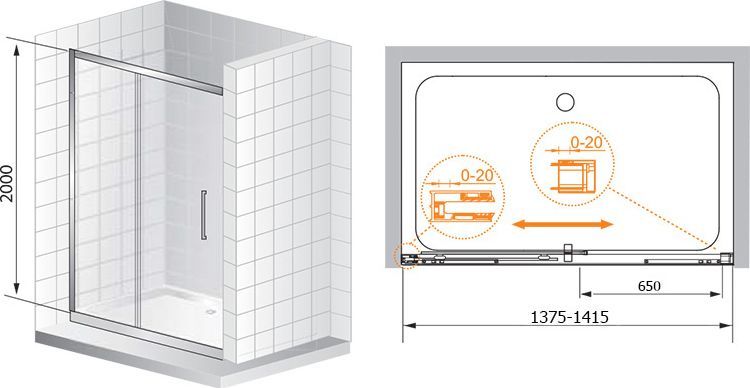 Душевая дверь в нишу Cezares Premier Soft W-BF1 140 C Cr IV PREMIER-SOFT-W-BF-1-140-C-Cr-IV - 6