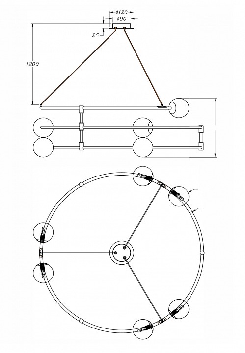 Подвесная люстра Maytoni Balance MOD317PL-06G - 3