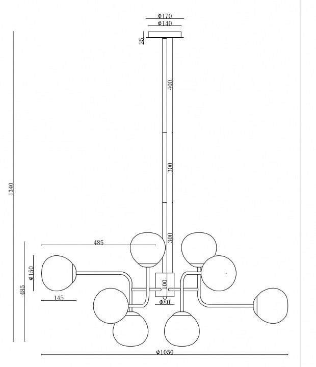 Подвесная люстра Maytoni Erich MOD221-PL-12-G - 1