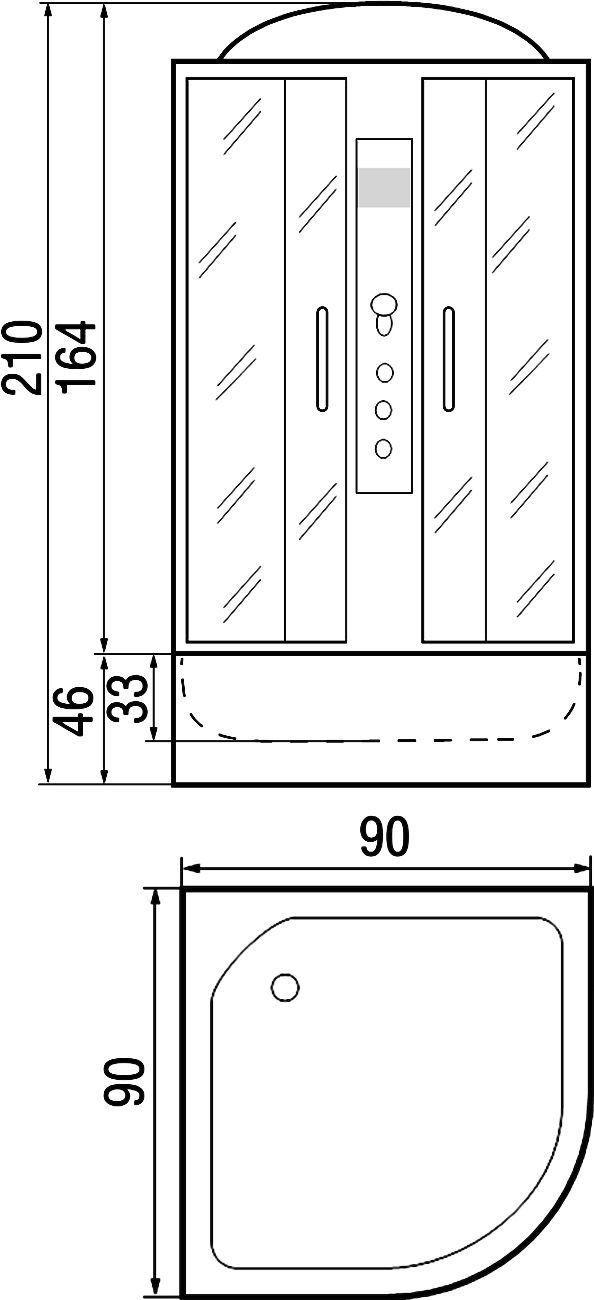 Душевая кабина с поддоном River Dunay 90/44 TH  10000001249 - 1