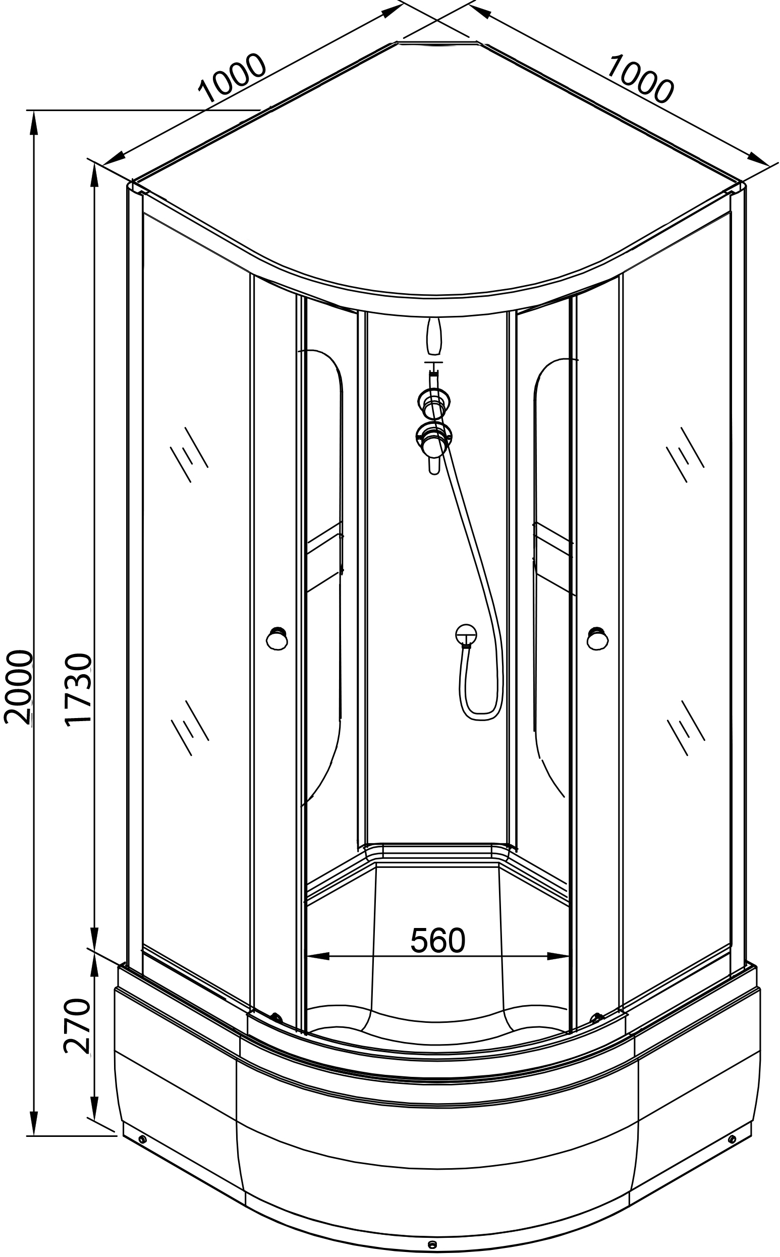 Душевая кабина DETO L510NGM без крыши - 17