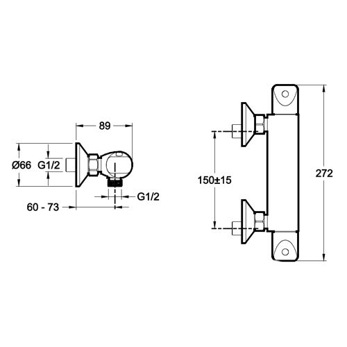 Термостат Jacob Delafon Robust E75771-CP для душа - 1