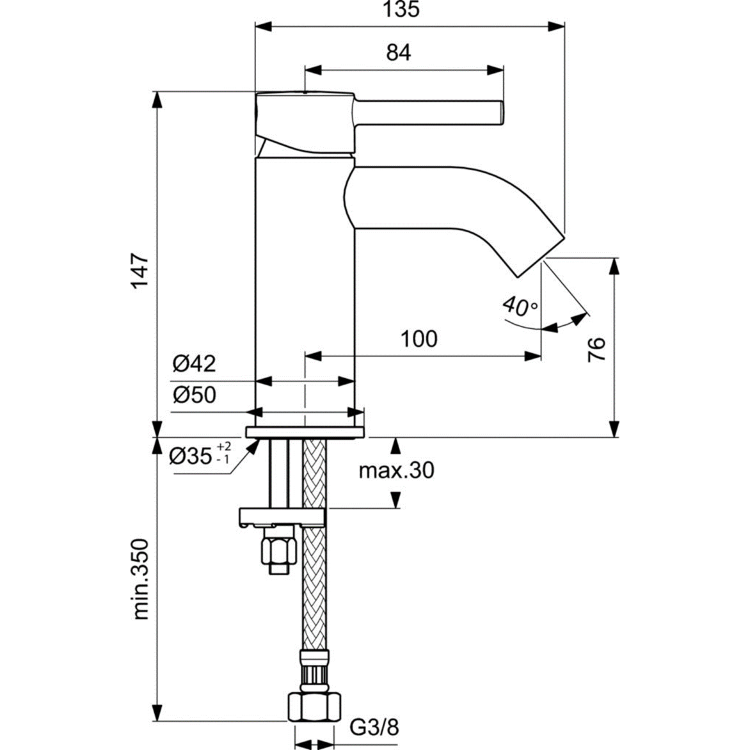 Смеситель для раковины Ideal Standard Ceraline черный матовый BC268XG - 1