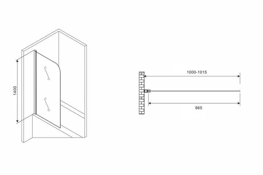 Шторка на ванну ABBER Ewiges Wasser 100х140 профиль черный  AG52100B - 2