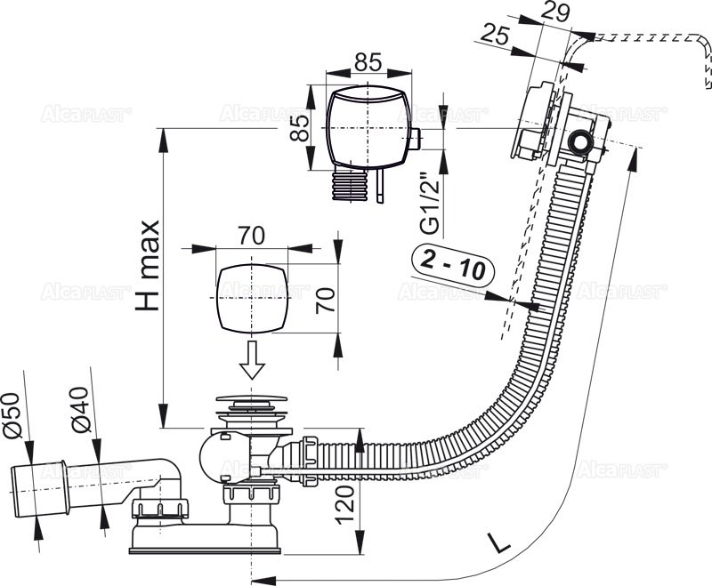 Слив-перелив AlcaPlast   A564CRM2 - 1