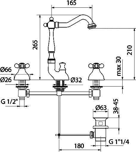 Смеситель Webert Ottocento OT750202010 золото для раковины - 1