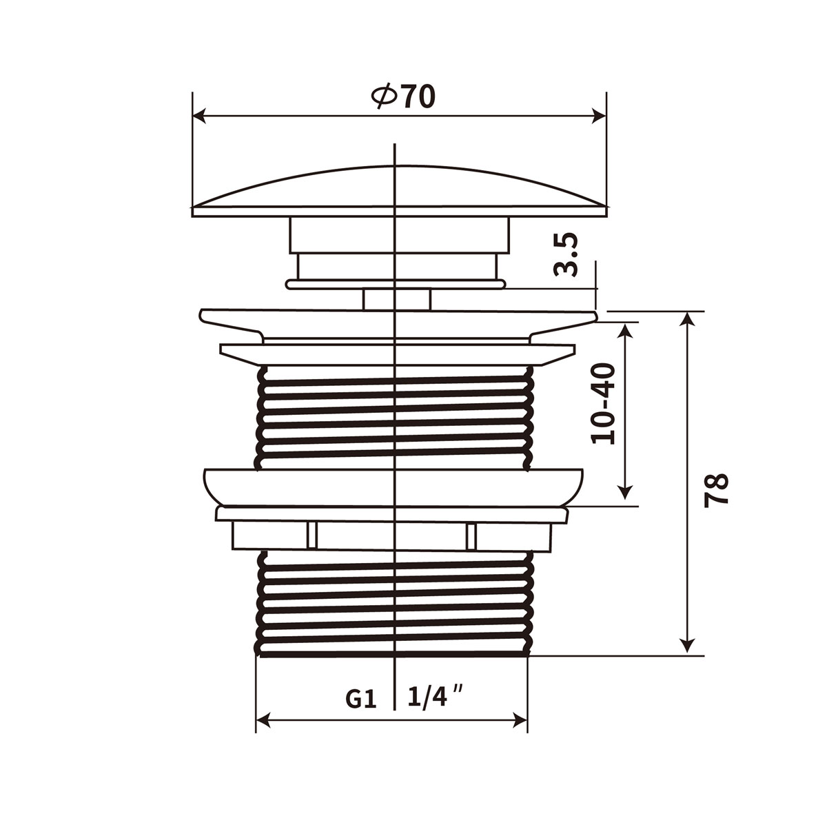 Донный клапан Vincea без перелива серый матовый DBS0-216MG - 1