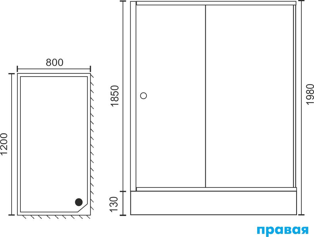 Душевой уголок Royal Bath HP 120х80 R с поддоном профиль белый стекло прозрачное RB8120HP-T-R - 6