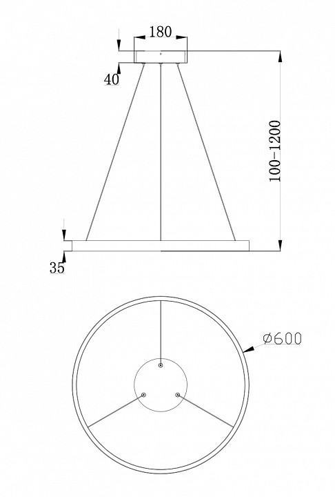 Подвесной светодиодный светильник Maytoni Rim MOD058PL-L32BS4K - 2