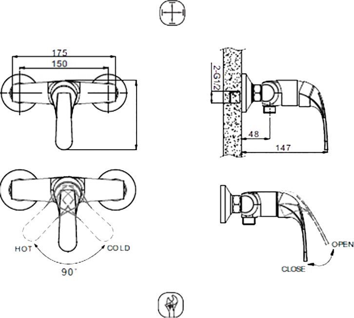 Смеситель Bravat Fit F9135188CP-01-RUS для душа - 1