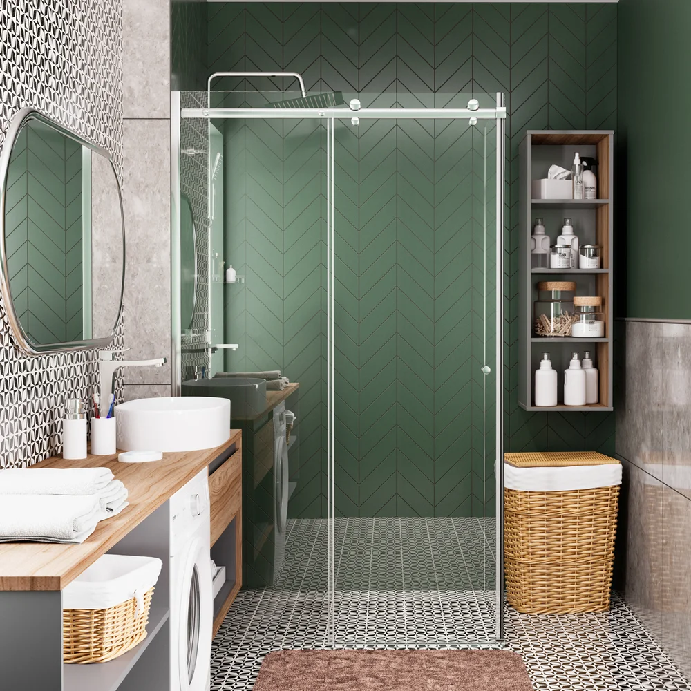 Душевой уголок Wasserkraft Vils 100x90 профиль хром стекло прозрачное 56R22 - 1