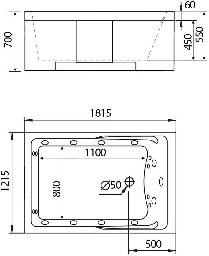 Акриловая ванна Gemy 180x120 с гидромассажем  G9061 B L - 3