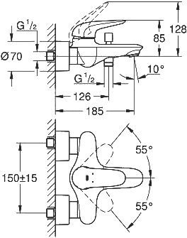 Смеситель Grohe Eurostyle 23726003 для ванны с душем - 1