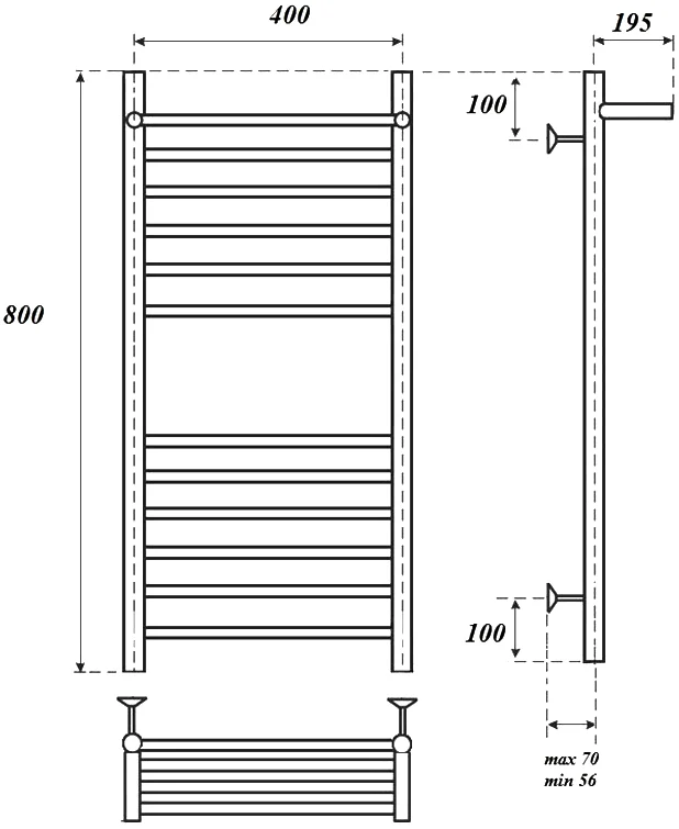 Полотенцесушитель электрический Point Аврора 40х80 хром с полкой PN10148SPE - 2