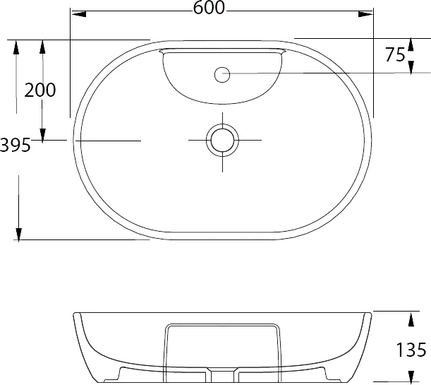 Раковина накладная beWash Bogen 60 белый 88611101 - 1