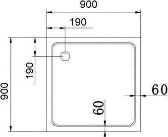 Поддон для душа Cezares Tray квадратный 90, акриловый, без сифона TRAY-A-A-90-15-W0 - 1