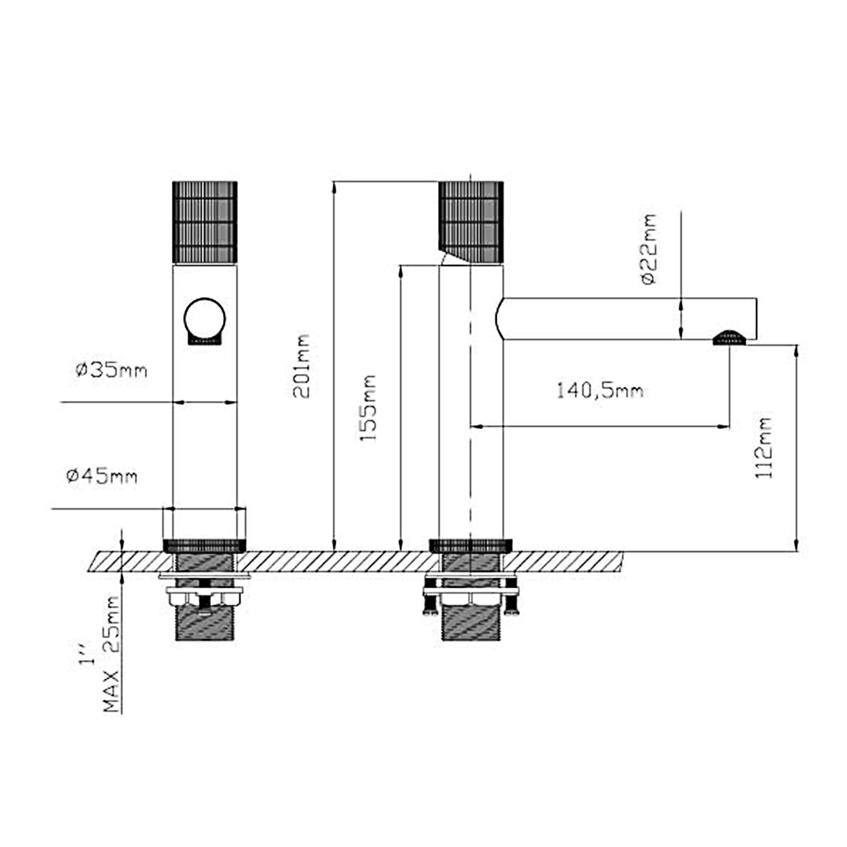 Смеситель для раковины Vincea Groove черный матовый VBF-4G1MB - 1