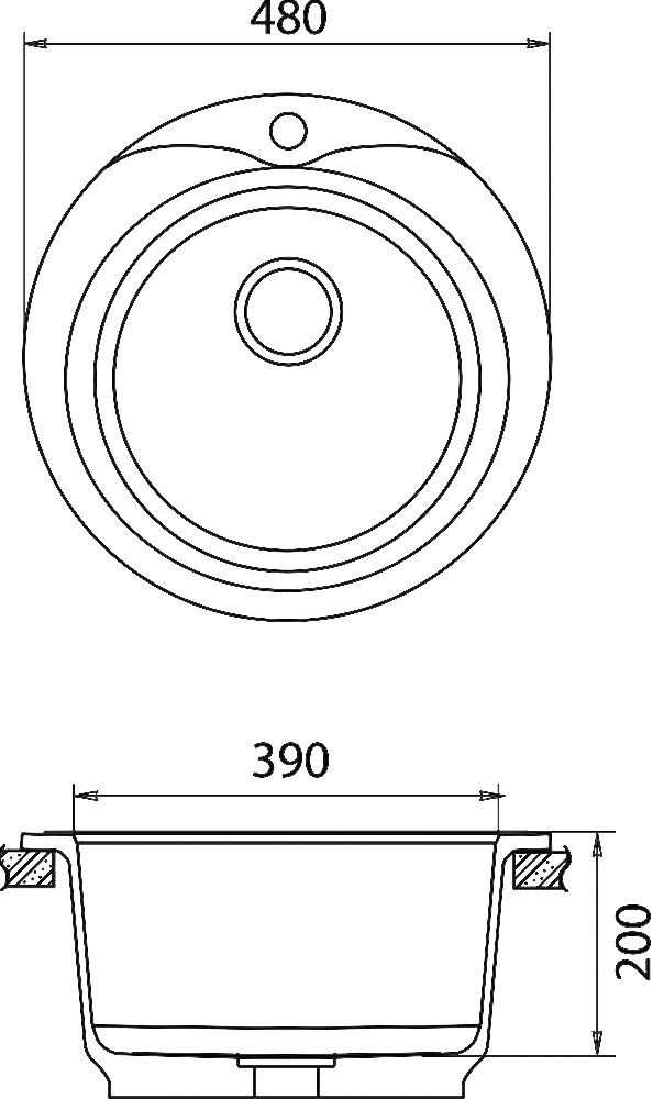 Мойка кухонная GranFest Rondo GF-R480 песочный R-480 пес - 2