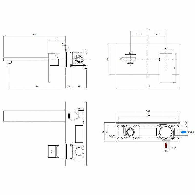 Смеситель для раковины Cezares Unika бронза  UNIKA-BLI1-02 - 3