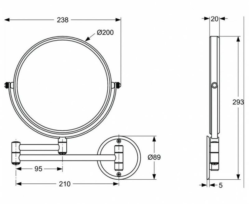 Косметическое зеркало Ideal Standard IOM хром A9111AA - 4