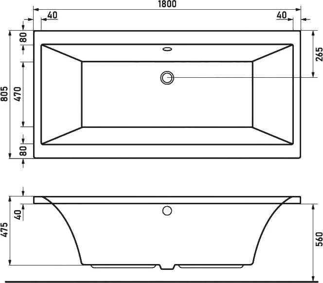 Акриловая ванна Berges Tari 180х80 белая 050029 - 2