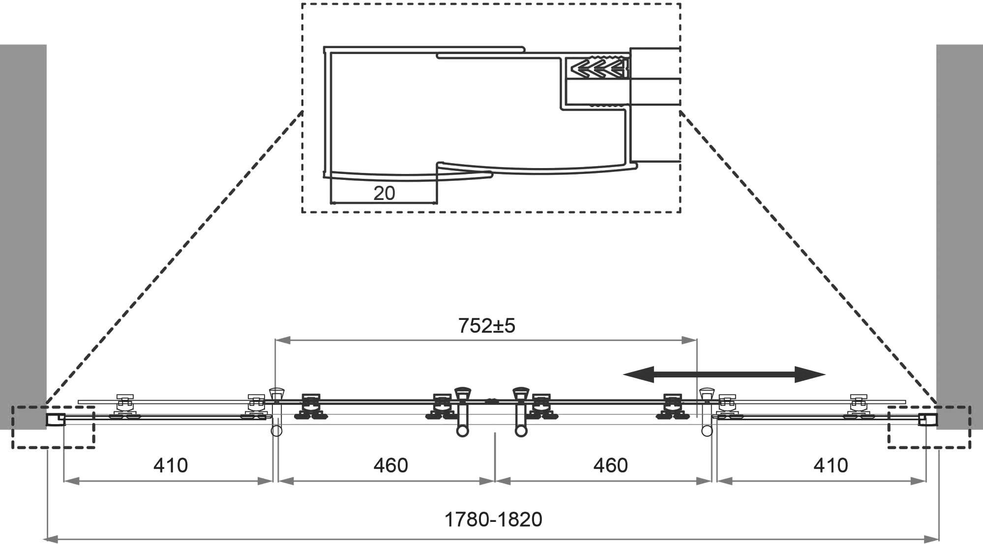 Душевая дверь BelBagno Uno 180 стекло прозрачное  UNO-195-BF-2-180-C-Cr - 1